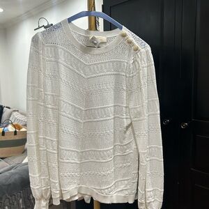 Sezane Cream Sweater with Button Accents